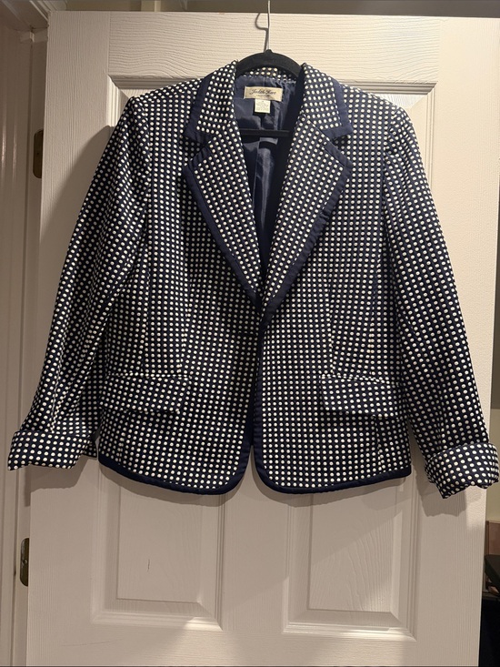 Judith Heart Jackets & Blazers - Talbots Navy and White Polka Dot Blazer